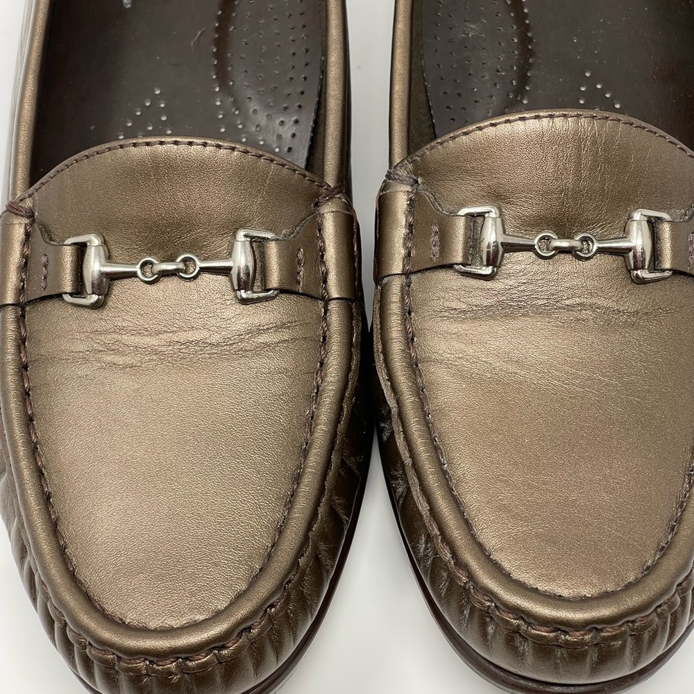 Old Money SAS Metro Women's 8.5 N Leather Slip-On Horsebit Loafers Bronze - Picture 3 of 5